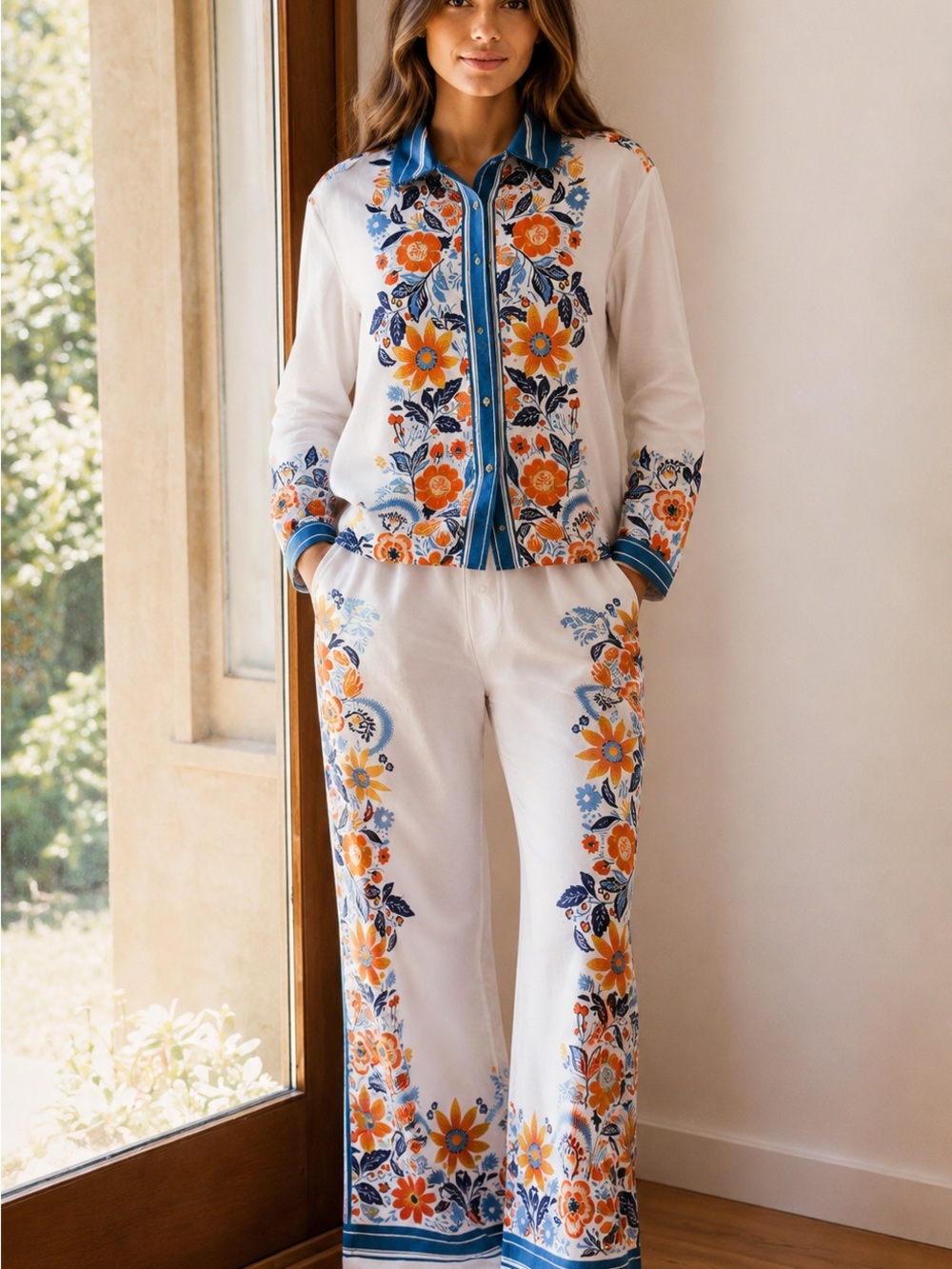 Anthropologie Real Fun, Wow! Floral Pajama Set, Size XS